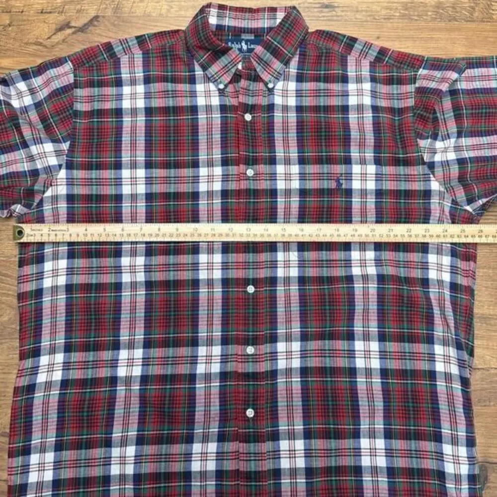 Polo Ralph Lauren Men Large Blaire Plaid Button Down Preppy Equestrian Old Money